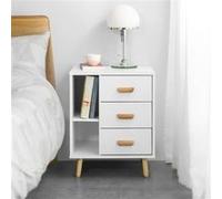 SoBuy Table de Chevet avec 3 tiroirs et 2 étagères, Table d'appoint pour Chambre à Coucher - Meuble de Rangement Moderne L48 x P40 x H60 cm Blanc FBT95-W
