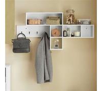 SoBuy FHK17-W Portemanteau Étagère murale Meuble d’Entrée Patères Étagère Suspendue Blanc G