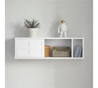 SoBuy Étagère Murale Meuble de Rangement Salon Mural Meuble Cuisine - Meuble d'Entrée - 2 Portes Coulissantes, Rangement Caché - pour Entrée, Cuisine, Salon, Salle de Bain - Blanc 75x20x23 cm FHK18-W