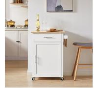 SoBuy Desserte Cuisine Meuble Cuisine Meuble de Rangement Desserte à roulettes Chariot de Cuisine avec Tiroir Porte Plan de Travail Petit Meuble 68x46x90 cm FKW102-WN