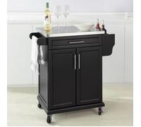 SoBuy Desserte Cuisine à roulettes Meuble Cuisine Rangement Meuble Bas Cuisine Petit Meuble de Rangement Cuisine avec Plan de Travail 80×90×46 cm Noir FKW110-SCH