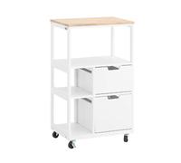 SoBuy FKW111-WN Desserte de Cuisine à roulettes îlot de Cuisine Chariot de Service Buffet avec 2 Tiroirs et 3 Etagères