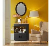 SoBuy Desserte Cuisine à roulettes avec Tiroir et Étagère Latérale, Meuble Rangement Cuisine Noir 75x46x83 cm
