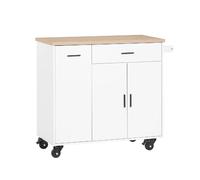 Desserte de Cuisine - SoBuy FKW126-WN - îlot de Cuisineavec 2 Tiroirs, 2 Portes