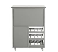 SoBuy Meuble de cuisine à roulettes FKW45-HG – Plan de travail, tiroirs & range-bouteilles, gris