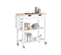 SoBuy FKW68-WN Chariot de Service Desserte à roulettes Table Roulante Meuble de Rangement Cuisine avec 2 Tiroirs, 2 Étagères et 1 Porte-torchon