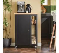 SoBuy Desserte de cuisine FKW75-SCH - à roulettes, placard et étagère latérale Noir 60x40x90 cm