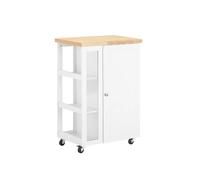 SoBuy Desserte de cuisine FKW75-WN – roulettes, étagère latérale, porte unique – Blanc 60x92x45 cm
