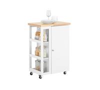 SoBuy desserte Cuisine avec roulettes et étagère latérale - Meuble de Cuisine Blanc avec Porte Unique - Chariot de Service pour Rangement Cuisine et Plan de Travail Compact, 60x92x45cm FKW75-WN