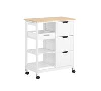 SoBuy® FKW79-W Chariot de Service Desserte de Cuisine à roulettes Table Roulante Meuble de Rangement pour Cuisine et Salon