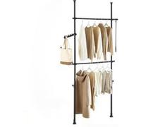 Portant à vêtements télescopique - SOBUY - Réglable jusqu'à 126 cm - Hauteur jusqu'à 295 cm - Noir
