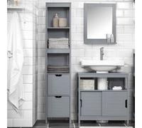 SoBuy FRG126-SG Meuble Colonne de Salle de Bain avec 4 étagères et 2 tiroirs Gris G