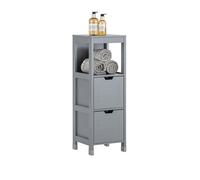 SoBuy FRG127-SG Meuble Demi-Colonne Meuble Bas de Salle de Bain Armoire Toilette- 1 étage et 2 tiroirs -Gris