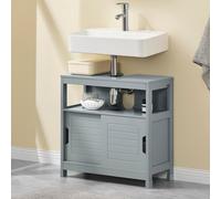 SoBuy FRG128-SG Meuble sous-lavabo Meuble de salle de bain avec coussin pour les pieds Meuble sous-lavabo gris acier LHT env. : 60x61x30cm