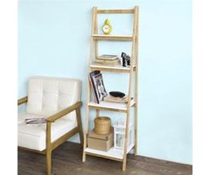 SoBuy FRG162-N Bibliothèque Étagère pliable style échelle avec 4 niveaux de rangement Bois, Naturel