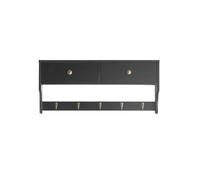 SoBuy FRG178-SCH Porte Manteau Mural, Porte-Manteaux, Étagère Murale, Porte-vêtements avec 2 Tiroirs et 5 Crochets