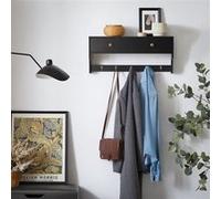 SoBuy FRG178-SCH Porte Manteau Mural, Porte-Manteaux, Étagère Murale, Porte-vêtements avec 2 Tiroirs et 5 Crochets