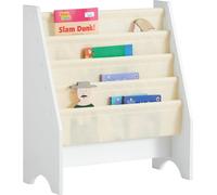 SoBuy FRG225-W Étagère à livres pour enfants Étagère à livres à suspendre Bbookshelf Étagère à journaux avec 4 compartiments de rangement, polyester - 62x71x29cm
