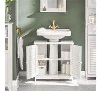 SoBuy FRG237-II-W Meuble sous-Lavabo Meuble de Salle de Bain - Vasque Housse Colonne Blanc G
