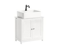 SoBuy® FRG237-W Meuble sous-Lavabo Meuble de Salle de Bain Vasque - 2 Portes et 2 étages à l'intérieur -Blanc