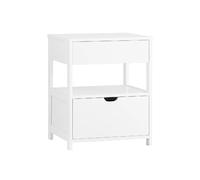 SoBuy Table de Chevet avec 2 tiroirs et étagère, Table de Nuit pour Chambre à Coucher - Meuble de Rangement Moderne L45 x P38 x H55 cm Blanc FRG258-II-W