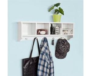 SoBuy FRG48-L-W Penderie mural Portemanteau Étagère murale Porte-manteau salle de bain Blanc, Blanc