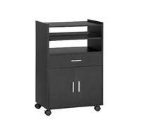 SoBuy Chariot de Cuisine sur roulettes avec Plan de Travail Extensible Meuble de Rangement pour Micro-Ondes Meuble Cuisine Noir 92×59×40 cm Idéal pour, Bureau ou Salle à Manger FSB09-SCH