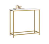 SoBuy FSB29-G Table Console Table d'Appoint Bout de Canapé Table d’Entrée Effet Marbre Cadre et 4 Pieds en Fer Haute Qualité - L80cm x P30cm x H75cm - Doré