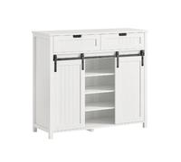 SoBuy FSB74-W Buffet Bahut, Commode Armoire de Rangement Meuble de Rangement avec 2 Portes de Grange Coulissantes et 2 Tiroirs