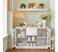 SoBuy FSB79-W Buffet Commode Dressoir Armoire de Cuisine Multi-Rangement avec 2 Portes Blanc