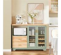 SoBuy FSB81-GR Buffet Placard de Cuisine avec 2 Portes vitrées Meuble Micro-Ondes Armoire Vert