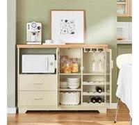Buffet de Cuisine FSB81-MI SoBuy avec 2 Portes Vitrées 120 x 40 x 90 cm - Beige