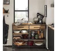 SoBuy FSB85-PF Îlot Central Table de Comptoir Meuble de Rangement de Cuisine Marron G