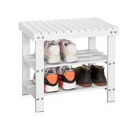 SoBuy FSR02-K-W Banc Étagère à chaussures Meuble de chaussures en bambou - Haute Qualité L50xP29xH45cm Blanc