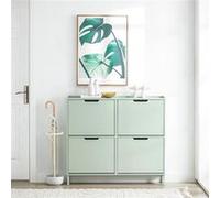 SoBuy FSR100-GR Meuble à Chaussures Armoire Commode à 4 abattants Meuble d'entrée Coffre Rangement pour Chaussures - Vert Vert G