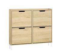 SoBuy FSR100-N Meuble Chaussure, Meuble d'Entrée, Armoire à Chaussures, Meuble de Rangement, Commode à 4 Abattants, Coffre Rangement - Prévente