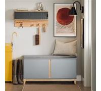 SoBuy FSR117-HG Banc à Chaussures Banc de Rangement Meuble à Chaussures d'Entrée avec Siège Rembourré et 2 Portes G