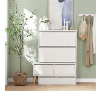 SoBuy FSR134-W Meuble à Chaussures avec 1 Banc de Rangement Amovible (124-92) x 24 x 115