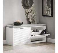 SoBuy FSR147-W Banc à Chaussures Banc d’Entrée Banc de Couloir Armoire à Chaussures avec 2 Blanc G