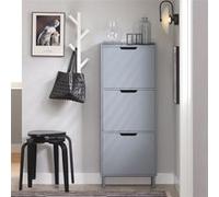 SoBuy FSR151-H-HG Meuble à Chaussures Meuble de Rangement à Chaussures avec 3 Abattants Armoire à Chaussures Commode Gris G