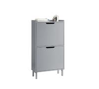 SoBuy Meuble d’Entree avec 2 Abattants, Armoire à Chaussures Moderne, Range Chaussures Étroit pour Petite Entrée ou Couloir 50x19x91cm Gris FSR151-HG