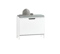 SoBuy FSR151-K-W Banc Chaussures, Armoire à Chaussures, Meuble d'entrée, Coffre avec 1 Abattants et 1 Coussin, L60xP24xH52 cm