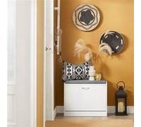 SoBuy FSR16-K-W Banc Armoire à Chaussures 1 abattant avec Coussin Meuble d’entrée Coffre Blanc G