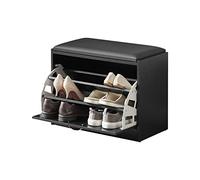 SoBuy FSR16-SCH Banc Armoire à Chaussures 1 abattant avec Coussin Meuble d’entrée Coffre Rangement pour Chaussures 60x30x47 cm- Noir