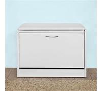 SoBuy® FSR16-W Banc Armoire à Chaussures 1 abattant avec Coussin Meuble d’entrée Coffre Rangement pour Chaussures - Blanc Blanc
