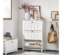 SoBuy FSR162-W Meuble à Chaussures Commode à Chaussures Meuble d'entrée Meuble de Rangement à Chaussures Blanc