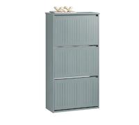 SoBuy Meuble à chaussures FSR165-H-HG – 3 abattants pour petite entrée, gris, LPH 61x26x120 cm