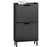 SoBuy Meuble à chaussures FSR177-SCH – 2 abattants, compact 50x19x90 cm Noir pour petite entrée