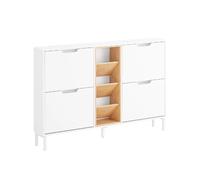 SoBuy FSR183-WN Meuble Chaussure, Armoire à Chaussures , Commode à 4 Abattants et 3 Compartiments