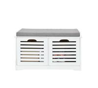 SoBuy FSR23-K-W Banc à chaussures avec espace de rangement - Étagère à chaussures avec 2 paniers, coffre avec coussin d'assise - Banc de couloir - Commode pour l'entrée - Charge maximale : 120 kg - 71